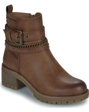 BOTINS REFRESH 172918 COM FIVELA E CORRENTE, SALTO BLOCO TAUPE MARRóN