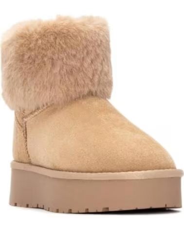 BOTINS RASOS XTI 144719 COM DETALHE DE PELO BEIGE