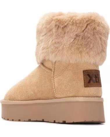 BOTINS RASOS XTI 144719 COM DETALHE DE PELO BEIGE