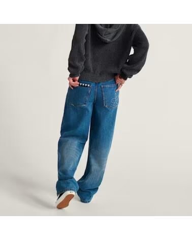 VANS OFF THE WALL PANTALONI SIRELLE EMBROIDERED DONNA BLU INDACO INDIGO