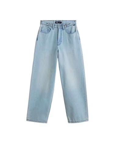 VANS OFF THE WALL THE PANTALONI DONNA MODELLO CINCHED CHECK 5 BAGGY BLU STONEWAS