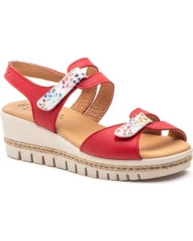 ALTO ESTILO SANDÁLIAS DE CUNHA E459 COM FECHO DE VELCRO ROJO