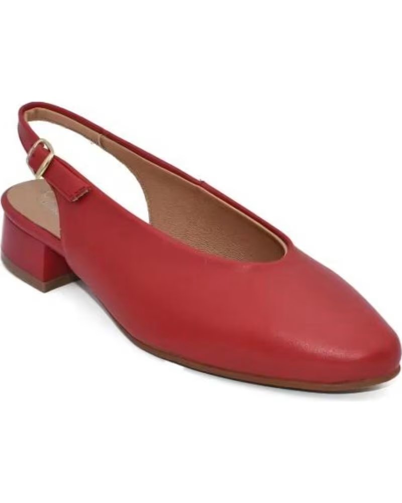 CHAMBY ZAPATO DESTALONADO DE PIEL CON TACON BAJO PLANTILLA GEL HECHO EN ESPANA TALLAS 35 A 41 MODELO 639 ROJO