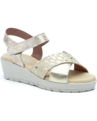 JAM SANDALIAS DE CUNA PARA MUJER CON VELCRO Y DETALLE METALIZADO HECHO EN ESPANA MODELO 3136 TALLAS 36 A 41 AMARILLO