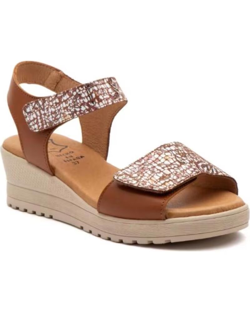 ALTO ESTILO SANDALIAS DE CUÑA E647 CON CIERRE DE VELCRO MARRóN