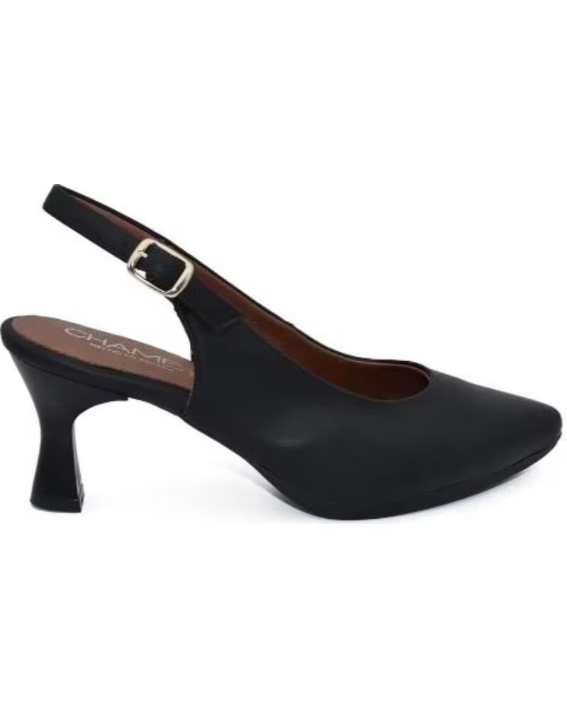 CHAMBY ZAPATOS DESTALONADOS DE PIEL TACÓN MEDIO MODELO 4241 NEGRO