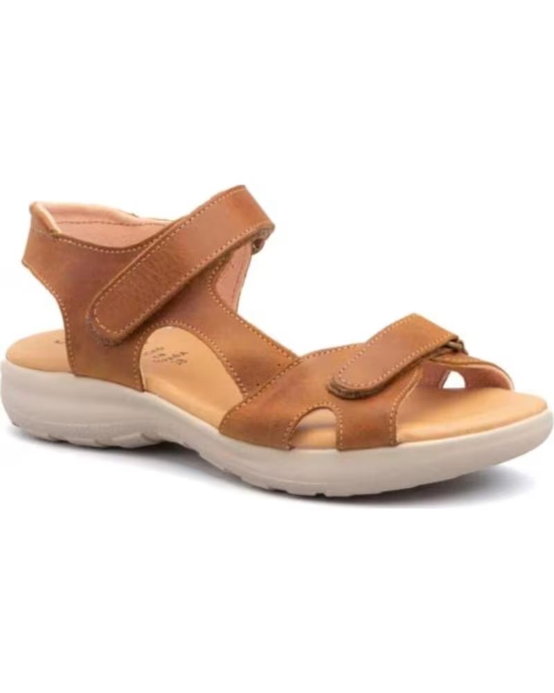 ALTO ESTILO SANDALIAS BLANCAS PLANAS PARA MUJER CON DOBLE CIERRE DE VELCRO HECHO EN ESPANA MODELO E645 TALLAS 36 A 41 MARRóN