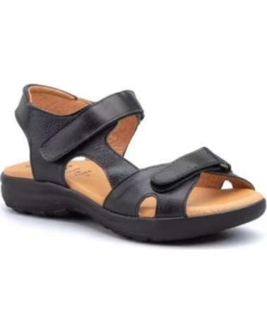 ALTO ESTILO SANDALIAS BLANCAS PLANAS PARA MUJER CON DOBLE CIERRE DE VELCRO HECHO EN ESPANA MODELO E645 TALLAS 36 A 41 NEGRO