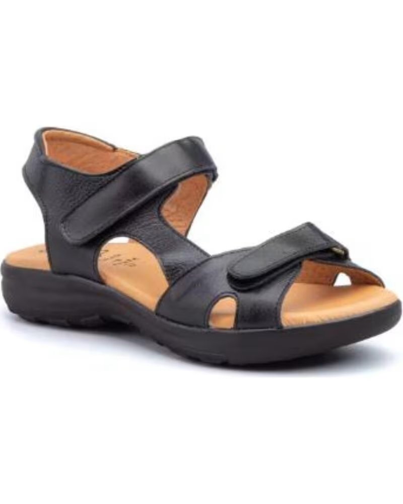 ALTO ESTILO SANDALIAS BLANCAS PLANAS PARA MUJER CON DOBLE CIERRE DE VELCRO HECHO EN ESPANA MODELO E645 TALLAS 36 A 41 NEGRO