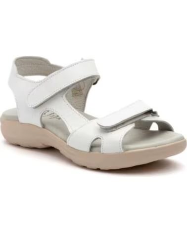 ALTO ESTILO SANDALIAS BLANCAS PLANAS PARA MUJER CON DOBLE CIERRE DE VELCRO HECHO EN ESPANA MODELO E645 TALLAS 36 A 41 BLANCO