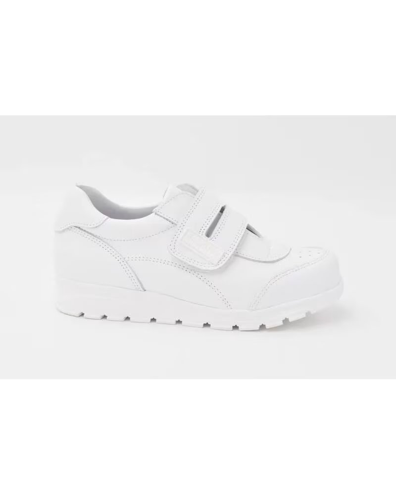 ANGELITOS ZAPATOS COLEGIALES DE PIEL CON VELCRO PARA NINO MODELO 904 TALLAS 21 A 40 BLANCO