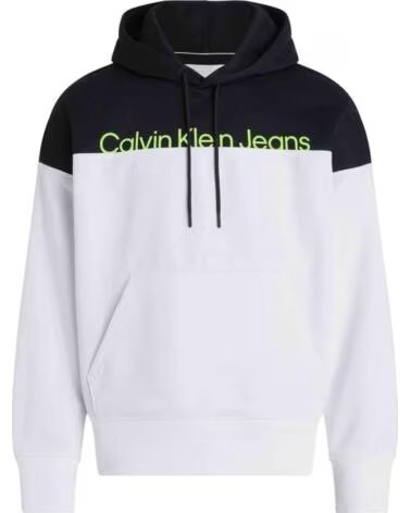 CALVIN KLEIN FELPA CON CAPPUCCIO INSTITUTIONAL COLORBLOCK