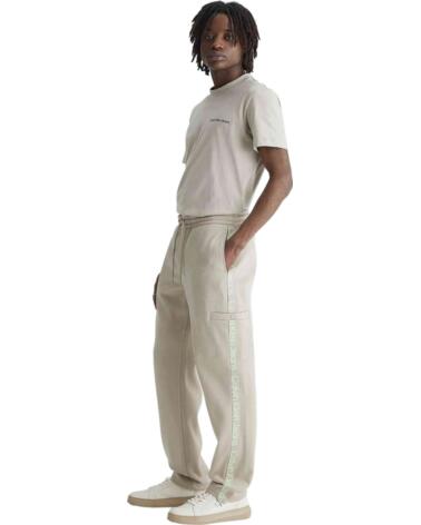 CALVIN KLEIN PANTALÓN JOGGER UNISEX CUT OFF LOGO BEIGE