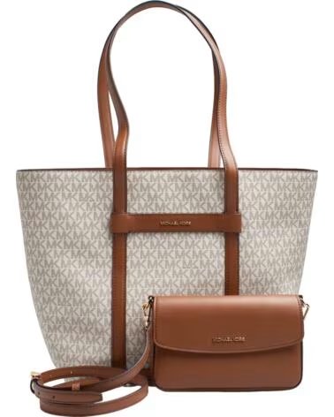 MICHAEL KORS BOLSO MUJER TOTE 2 EN 1 JET SET TRAVEL GRANDE SET BOLSO Y BANDOLERA 35S6GTVT3B MARRóN-BEIGE