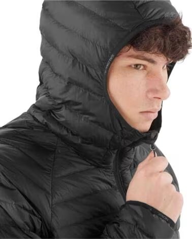 SALOMON GIACCA CON CAPPUCCIO ELIXIR MICRO DOWN NERO NEGRO