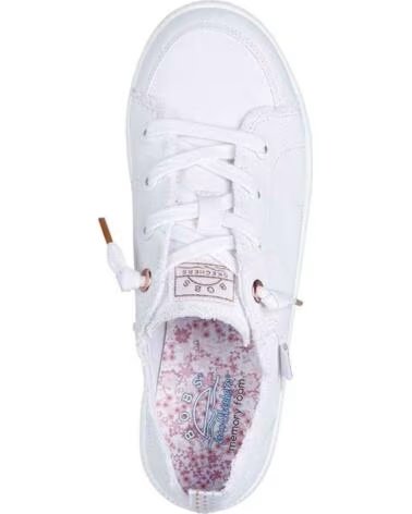 SKECHERS SNEAKERS BOBS 114150-WHT IN TELA BIANCA WHITE CANVAS