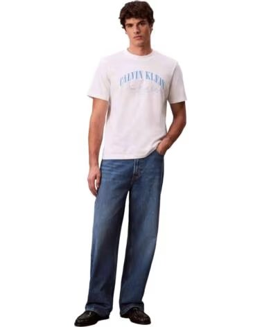 CALVIN KLEIN CAMISETA DE MANGA CORTA CAMISETA LOGO NYC MANGA CORTA BLANCO EN BLANCO PARA UNISEX AZUL