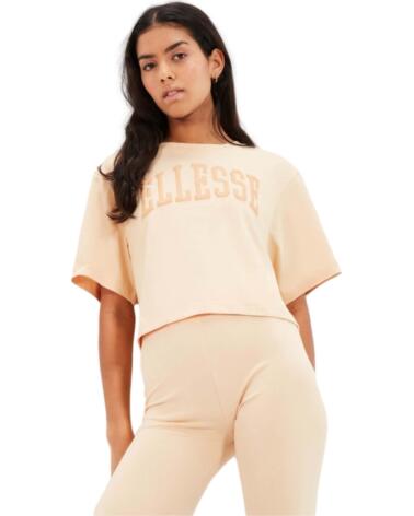 ELLESSE CAMISETA CROP LANETTO BEIGE GRIS CLARO JASPEADO