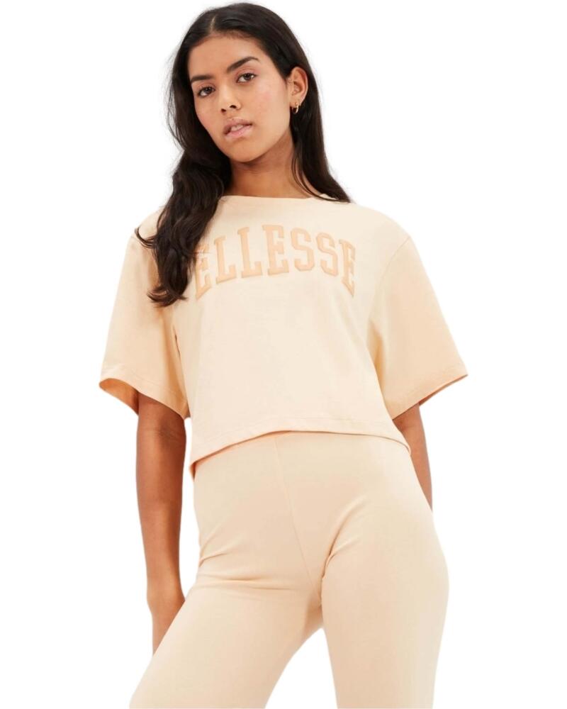 ELLESSE CAMISETA CROP LANETTO BEIGE GRIS CLARO JASPEADO