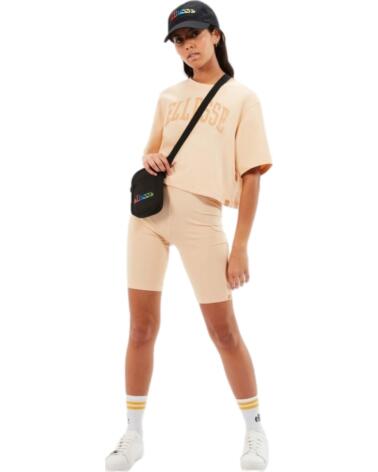 ELLESSE CAMISETA CROP LANETTO BEIGE GRIS CLARO JASPEADO