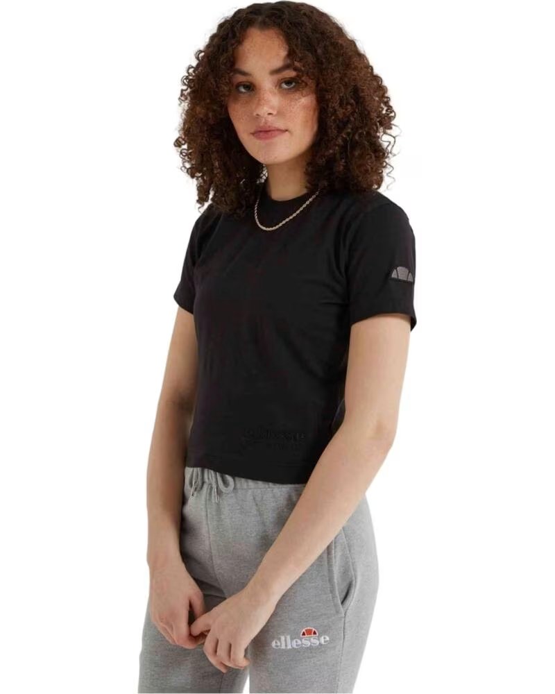ELLESSE CAMISETA DROPPER CROP MANGA CORTA PARA MUJER NEGRO LAVADO