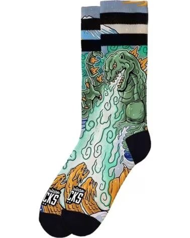 AMERICAN SOCKS MEIAS COM DESIGN GODZILLA NEGRO