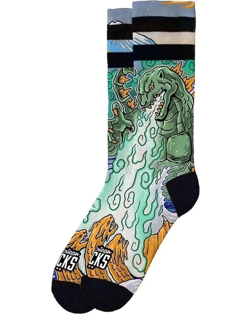 AMERICAN SOCKS MEIAS COM DESIGN GODZILLA NEGRO
