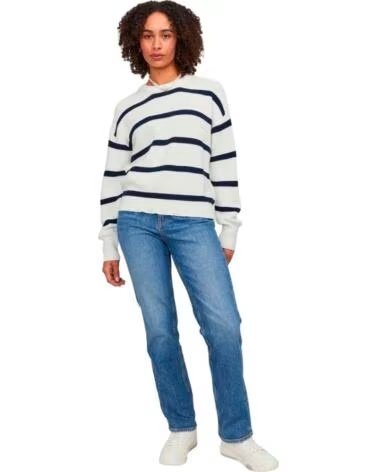 JJXX PULLOVER MILA TWIST STRIPE MEHRFARBIG FÜR DAMEN AZUL-BLANCO