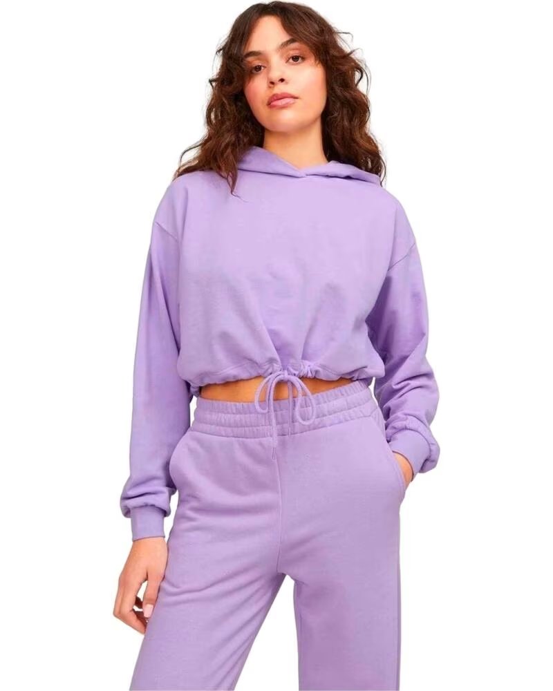 JJXX FELPA CON CAPPUCCIO ALFA LOOSE CROP DA DONNA LILLA LILA