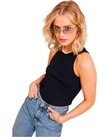 JJXX KURZARMSHIRT FOREST STR SL RIB JRS TOP DAMEN SCHWARZ NEGRO