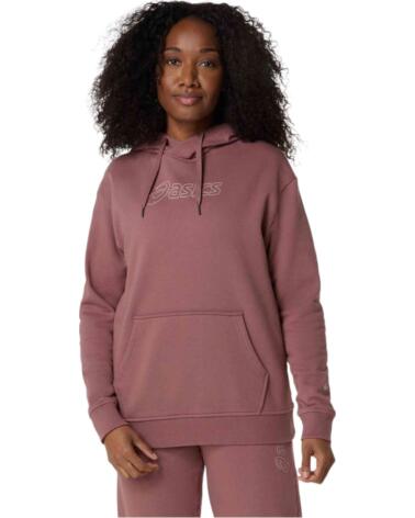 ASICS SUDADERA CON CAPUCHA FULL LOGO ROSA RUBBLE RED