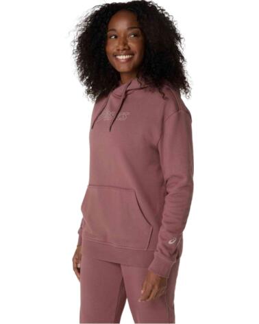 ASICS SUDADERA CON CAPUCHA FULL LOGO ROSA RUBBLE RED