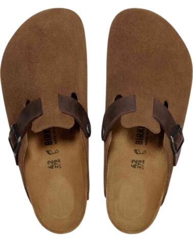 BIRKENSTOCK ZUECOS DE ANTE MARRÓN CON HEBILLA AJUSTABLE