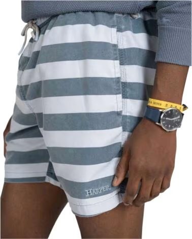 HARPER & NEYER STRIPED SWIM SHORTS WASH NAVY