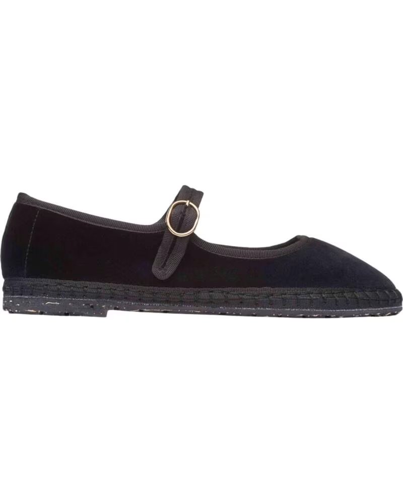 FLABELUS ANTONIA VELVET BALLET FLATS BLACK