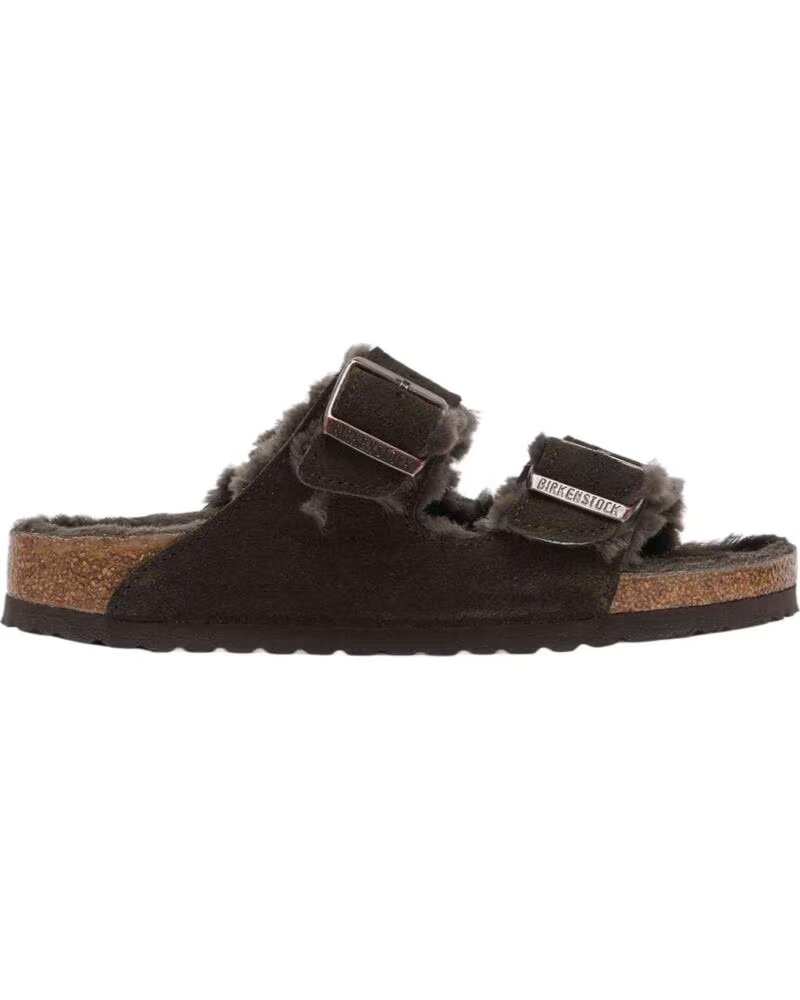 SANDALI BIRKENSTOCK ARIZONA SHEARLING IN CAMOSCIO E PELLICCIA MARRON