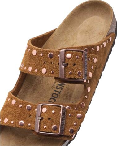 BIRKENSTOCK SANDALIAS CON TACHUELAS DE ANTE MARRÓN PARA MUJER