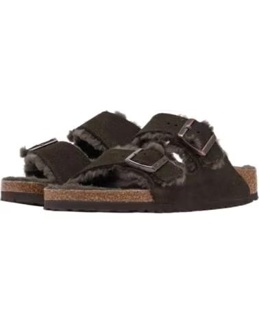 SANDALI BIRKENSTOCK ARIZONA SHEARLING IN CAMOSCIO E PELLICCIA MARRON