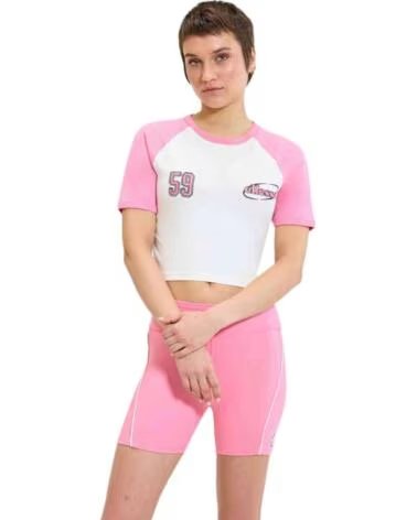 ELLESSE T-SHIRT MANCHES COURTES STYLE CROP FEMME ROSA