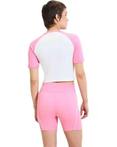 ELLESSE T-SHIRT MANCHES COURTES STYLE CROP FEMME ROSA