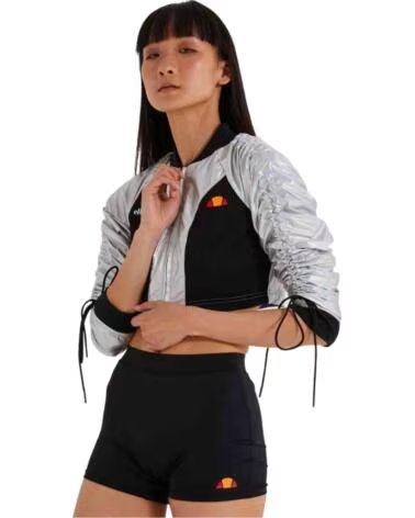 ELLESSE GIACCA FELPA CROP HOUGHTON ARGENTO PLATA