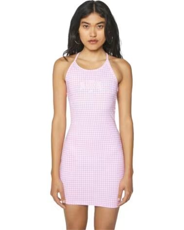 ELLESSE VESTIDO CORTO FONTI CON ESTAMPADO DE CUADROS VICHY ROSA