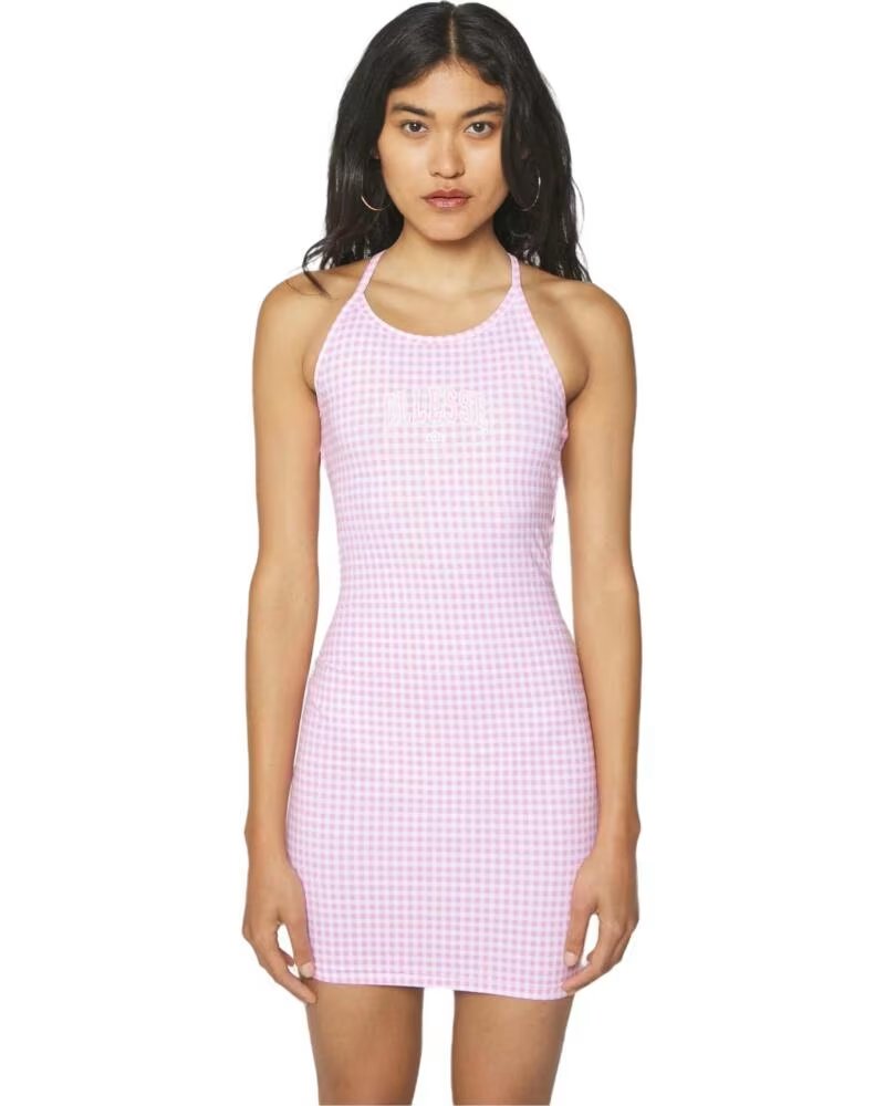 ELLESSE VESTIDO CORTO FONTI CON ESTAMPADO DE CUADROS VICHY ROSA