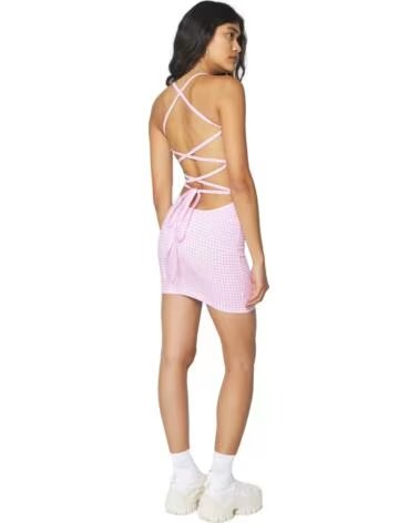 ELLESSE VESTIDO CORTO FONTI CON ESTAMPADO DE CUADROS VICHY ROSA