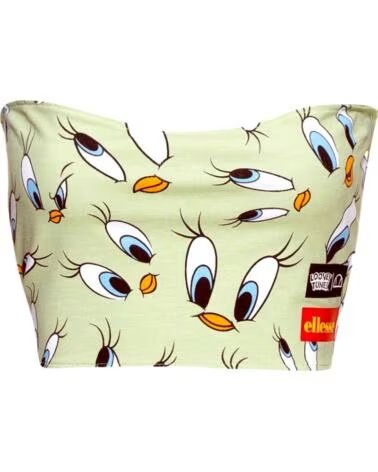 ELLESSE TWEETARIO TOP WITH LOONEY TUNES PRINT LIGHT GREEN VERDE CLARO