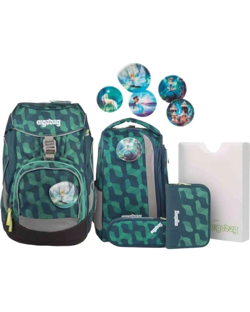 ERGOBAG ENSEMBLE DE SAC À DOS SCOLAIRE WUNDERBAR, DESIGN ERGONOMIQUE GREEN