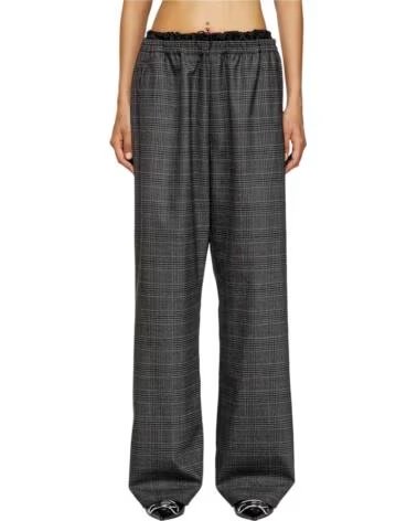 DIESEL PANTALÓN LARGO P-YRITE DE CUADROS PARA MUJER BLACK