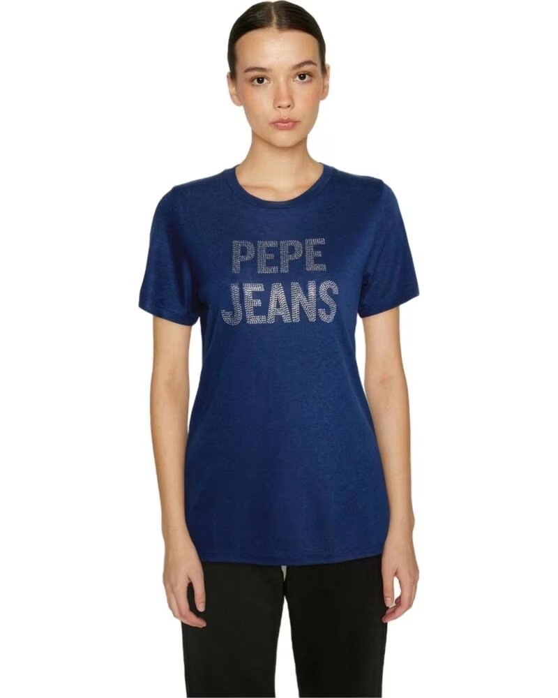 PEPE JEANS T-SHIRT PL505443588 AVEC LOGO BRILLANT AZUL