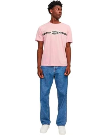 JACK AND JONES T-SHIRT DE MANGA CURTA & 12250411-PINKNECTAR PARA HOMEM ROSA