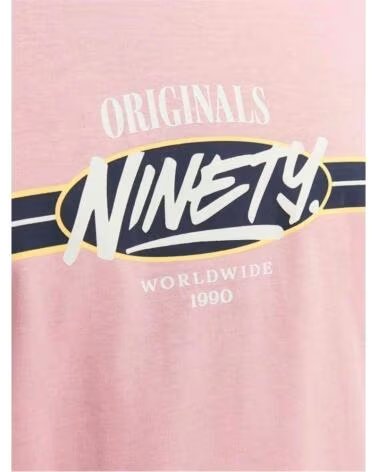 JACK AND JONES T-SHIRT DE MANGA CURTA & 12250411-PINKNECTAR PARA HOMEM ROSA